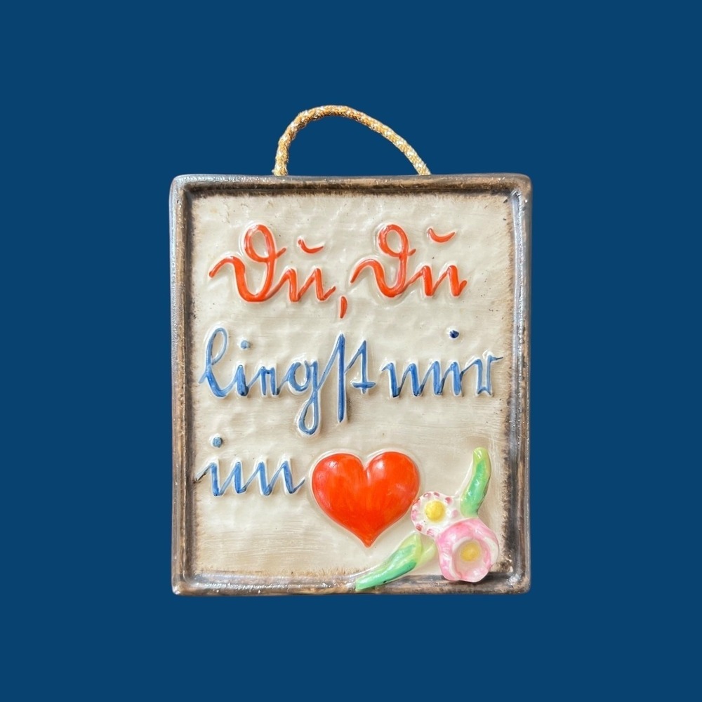 Goebel You are in my Heart German Love Theme Plaque Bee Mark W. X. 22 Vintage - Picture 2 of 7